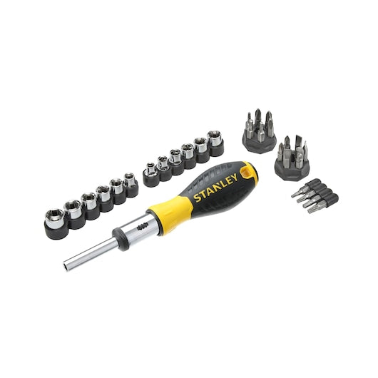 Giravite portainserti a cricchetto ® con inserti e bussole - 29 pz (0-54-925) Stanley