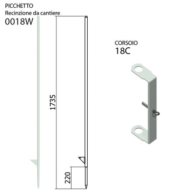 Picchetto recinzione da cantiere 0018W-18C CSC Edilizia