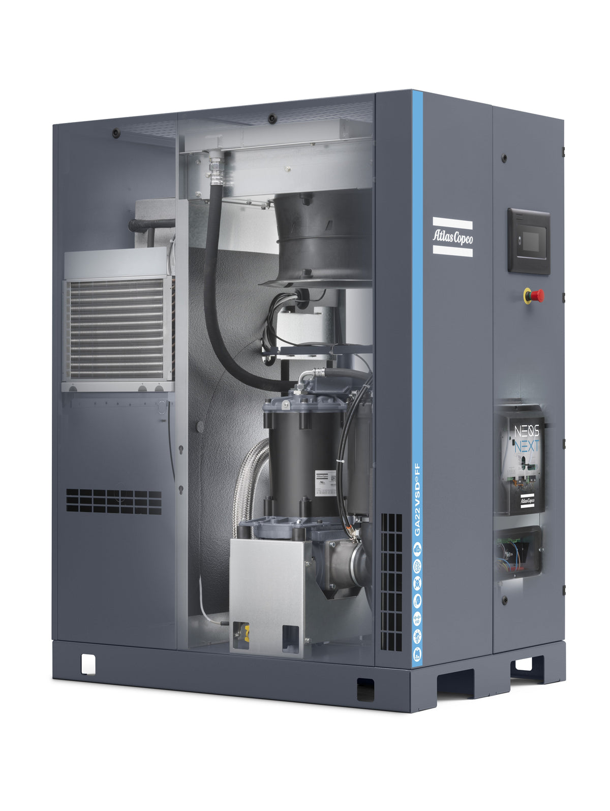 Compressore a vite lubrificato 22 kW 13 bar GA22VSDS FF A 13 meac 400 50 Abac