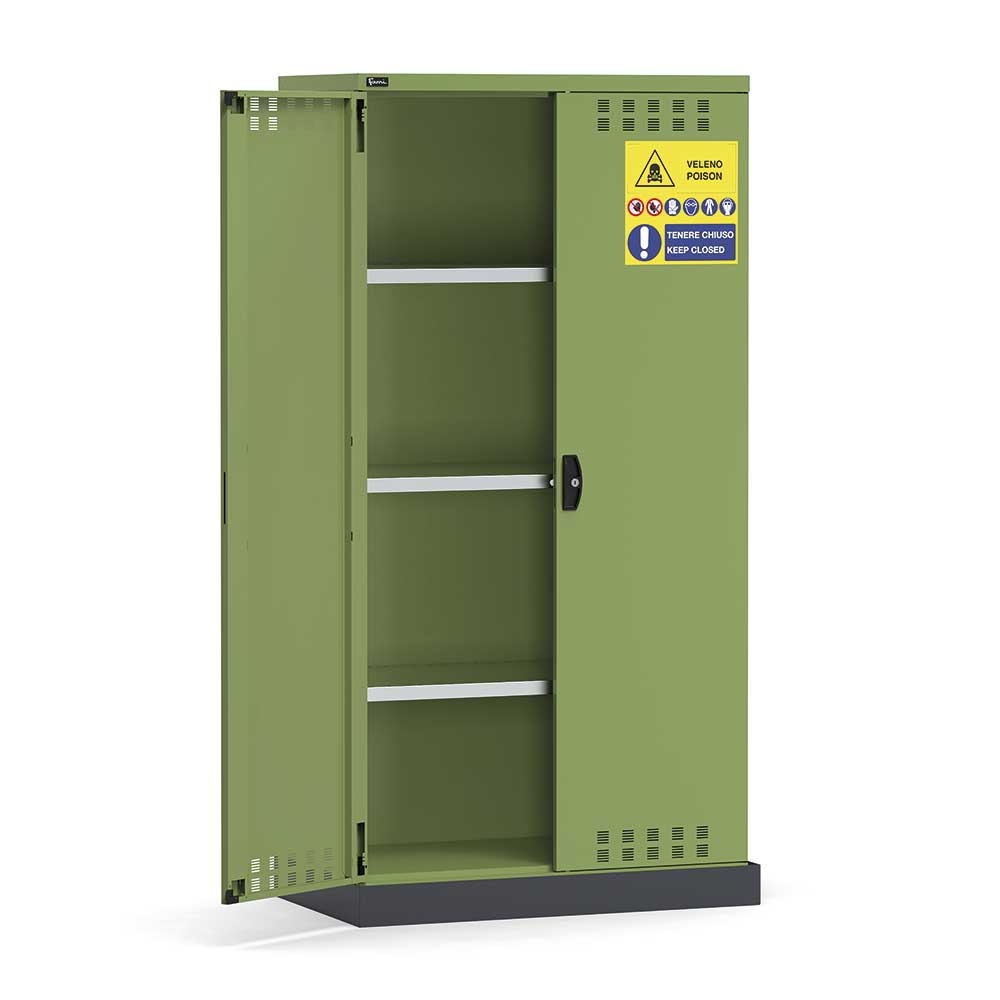 Armadio con porte fessurate per prodotti infiammabili e fitofarmaci – 3 ripiani Comi Storage