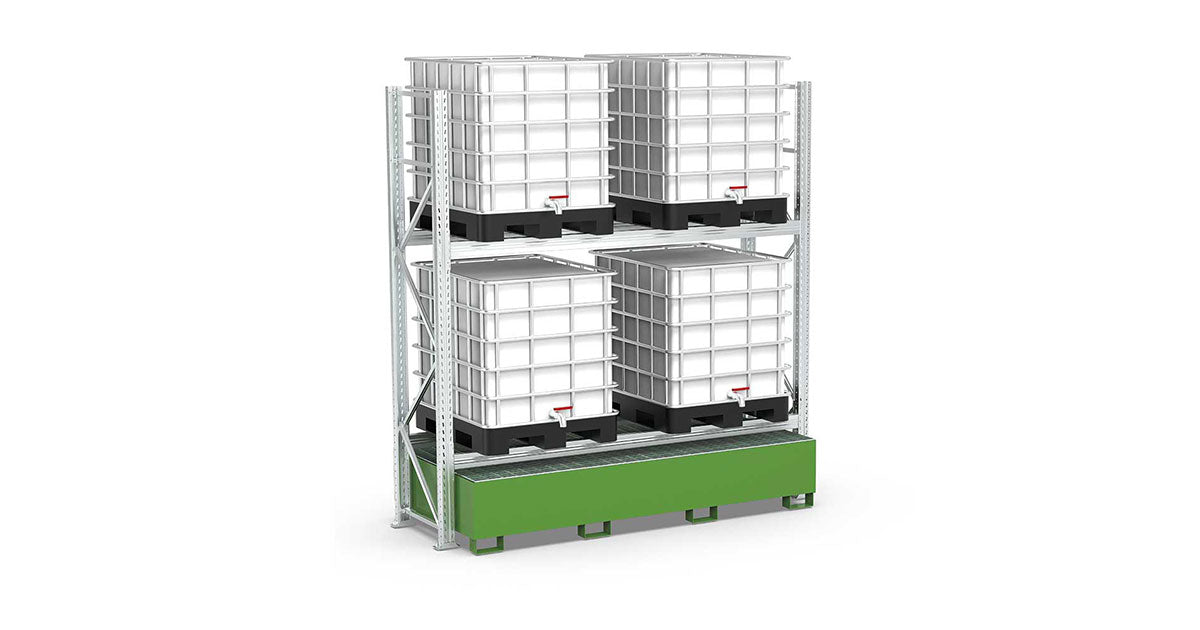 Scaffalatura 2 piani per 4 cisternette con vasca di raccolta 005918 Comi Storage