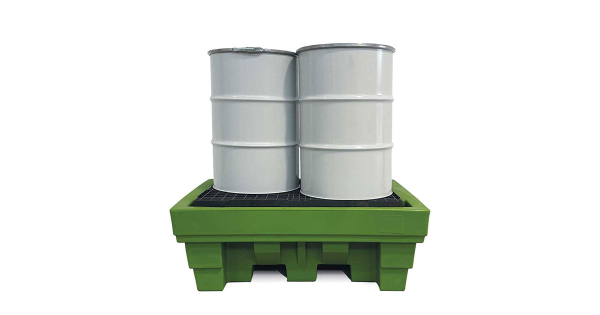 Vasca di raccolta in polietilene con griglia – 2 fusti – 370 L 006120 Comi Storage