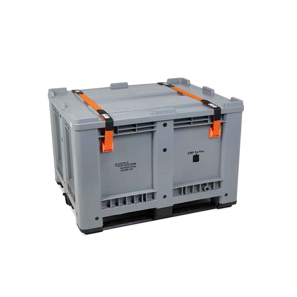Contenitore in polipropilene grigio con coperchio e cinghie 014712 Comi Storage
