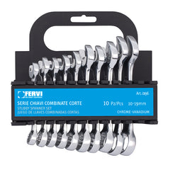 Serie chiavi combinate corte cromate lucide Fervi 0196