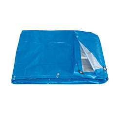 Heavy Duty Polyethylene Tarp, Eyeleted, Hemmed, Dual-Colour Grey - BLUE