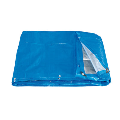 Telo IN Polietilene Pesante Anellato Bordato, Bicolore Grigio - BLU