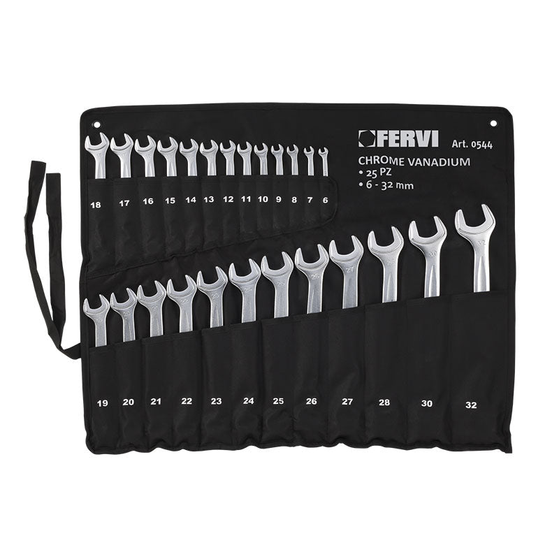 Serie Chiavi Combinate Cromate Satinate CON Testa Inclinata - Fervi