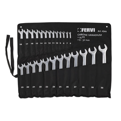 Serie Chiavi Combinate Cromate Satinate CON Testa Inclinata - Fervi