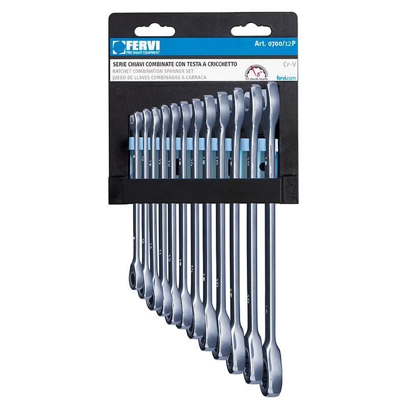 Serie Chiavi Combinate Cromate CON Testa A Cricchetto - Fervi