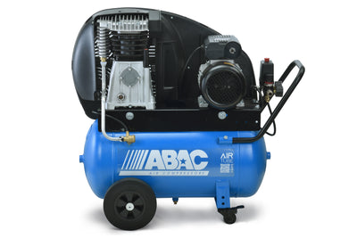 A39B 3Hp belt-driven Piston compressor, 50lt receiver-mounted, 1-phase, on wheels Abac