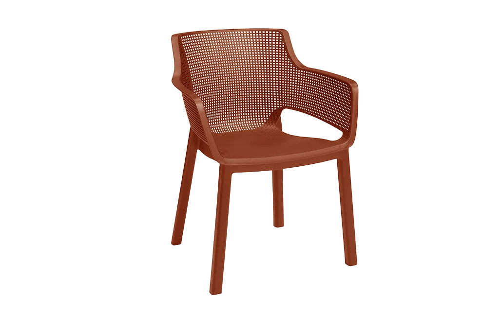 Sedia da giardino con braccioli Elisa traforata rosso terra 61x54x79 cm Keter