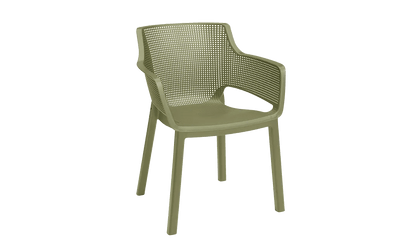Sedia da giardino con braccioli Elisa traforata verde cedro 61x54x79 cm Keter