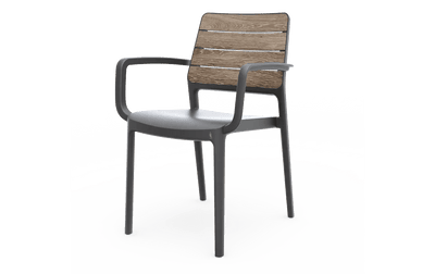 Sedia con braccioli da giardino Porto schienale effetto legno grafite/ashwood Keter