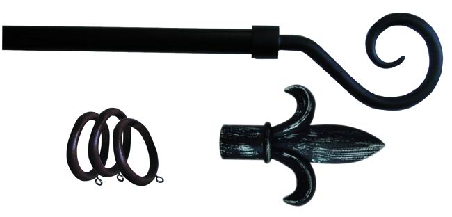 Vigor Bastoni P/Tende Ferro Kit Antracite P.Lancia 120-210 Cm