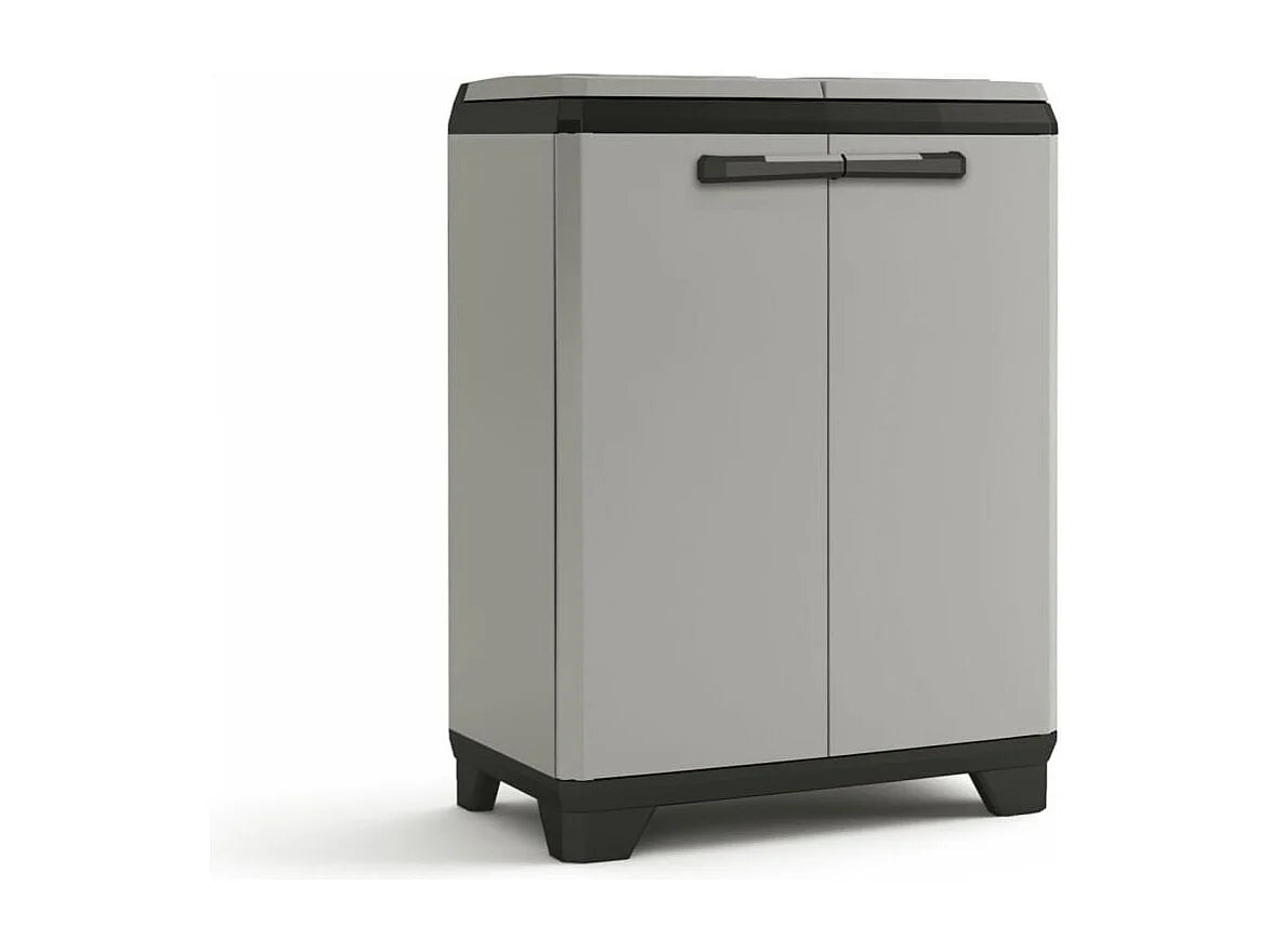 Armadio per raccolta differenziata 2 vani Planet in materiale riciclato grigio 68x39x92 cm Keter