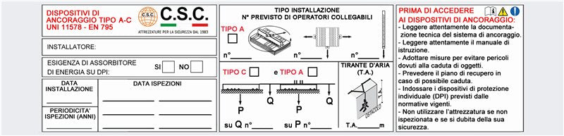 Targhetta installazione 418H CSC Edilizia