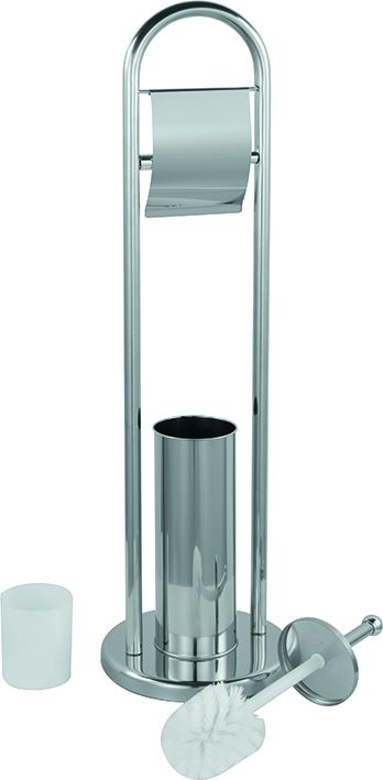 Portascopino Wc Inox Con Portarotolo H. 80 Cm Vigor