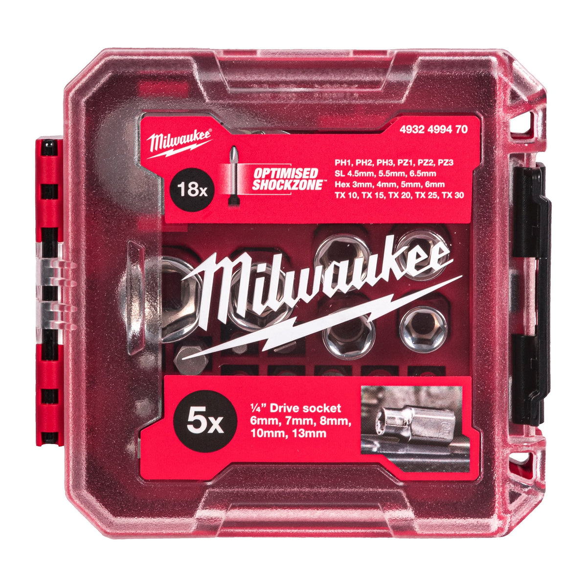 Set di bit, cricchetto compatto e bussole da ¼″ - 25 pezzi Milwaukee