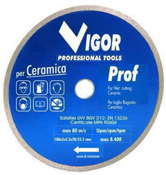 Disco diamantato a corona continua per ceramica 180x22 mm Vigor