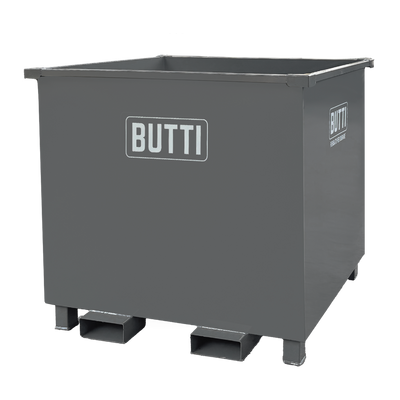 Contenitore ribaltabile con carrello elevatore a forche rotanti
