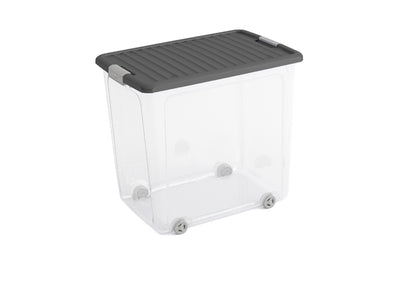 Contenitore con ruote e coperchio W Box XL trasparente/grigio 56,5x39x51,5 cm Keter