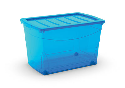 Contenitore con ruote e coperchio Omni Box XL 60 L azzurro trasparente 58,5x39x36,5 cm Keter