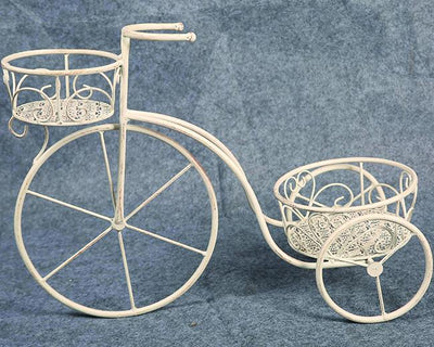 Portafiori Ferro Battuto Mika Bianco Bici 2 Cesti Vigor