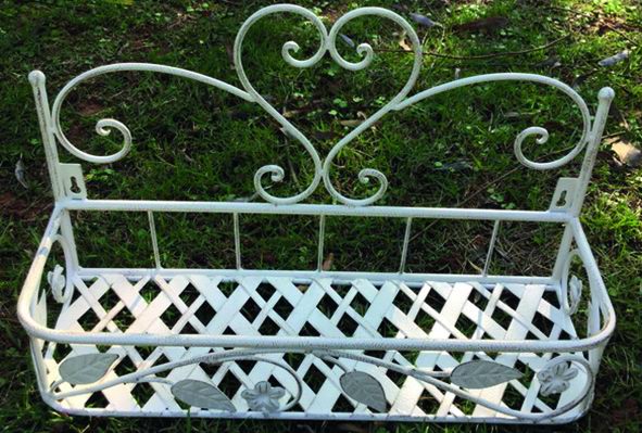 Portafiori Ferro Battuto Mika Bianco A Parete 1 Piano Vigor