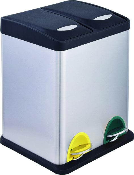 Pattumiere Differenziata Vigor Inox Bis 8+8 L 31X31X40Cm