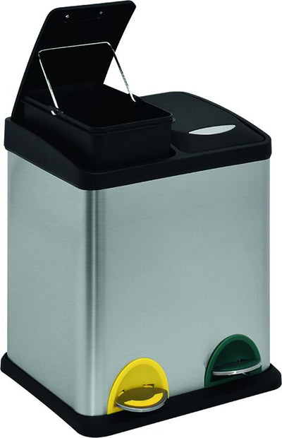 Pattumiera differenziata inox bis 8+8 l 31x31x40 cm Vigor
