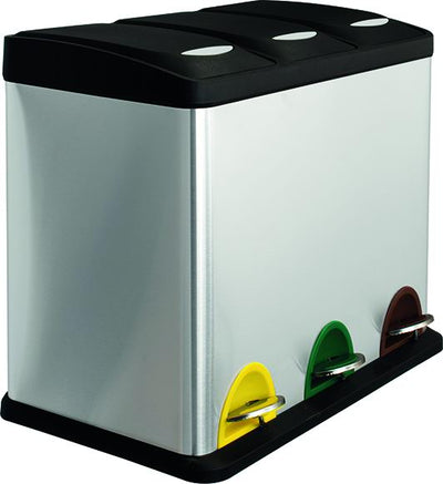 Pattumiera differenziata inox tris 8+8+8 l 46x31x40 cm Vigor