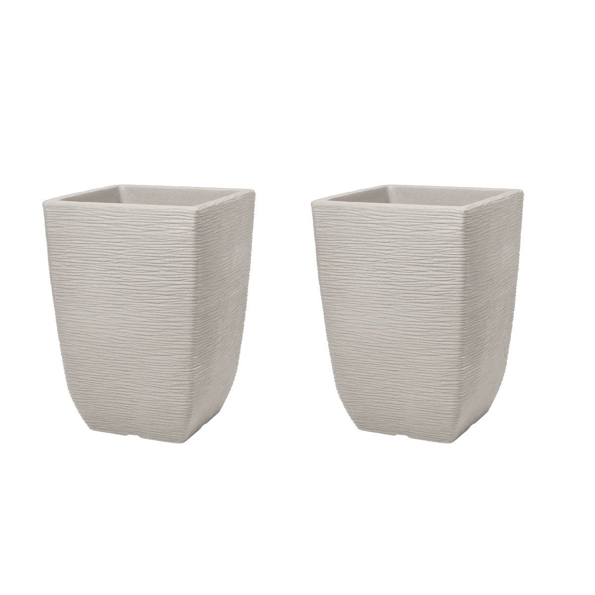Cotswold Tall Square Planter 33cm Set of 2 - Limestone Grey Keter