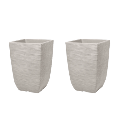 Cotswold Tall Square Planter 33cm Set of 2 - Limestone Grey Keter