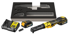 Cricchetto attacco quadro Maschio 1/2" + 3/8", motore brushless, testa sigillata, Coppia max 102 Nm - 2 XR 18V Powerstack compatta Serie DeWalt