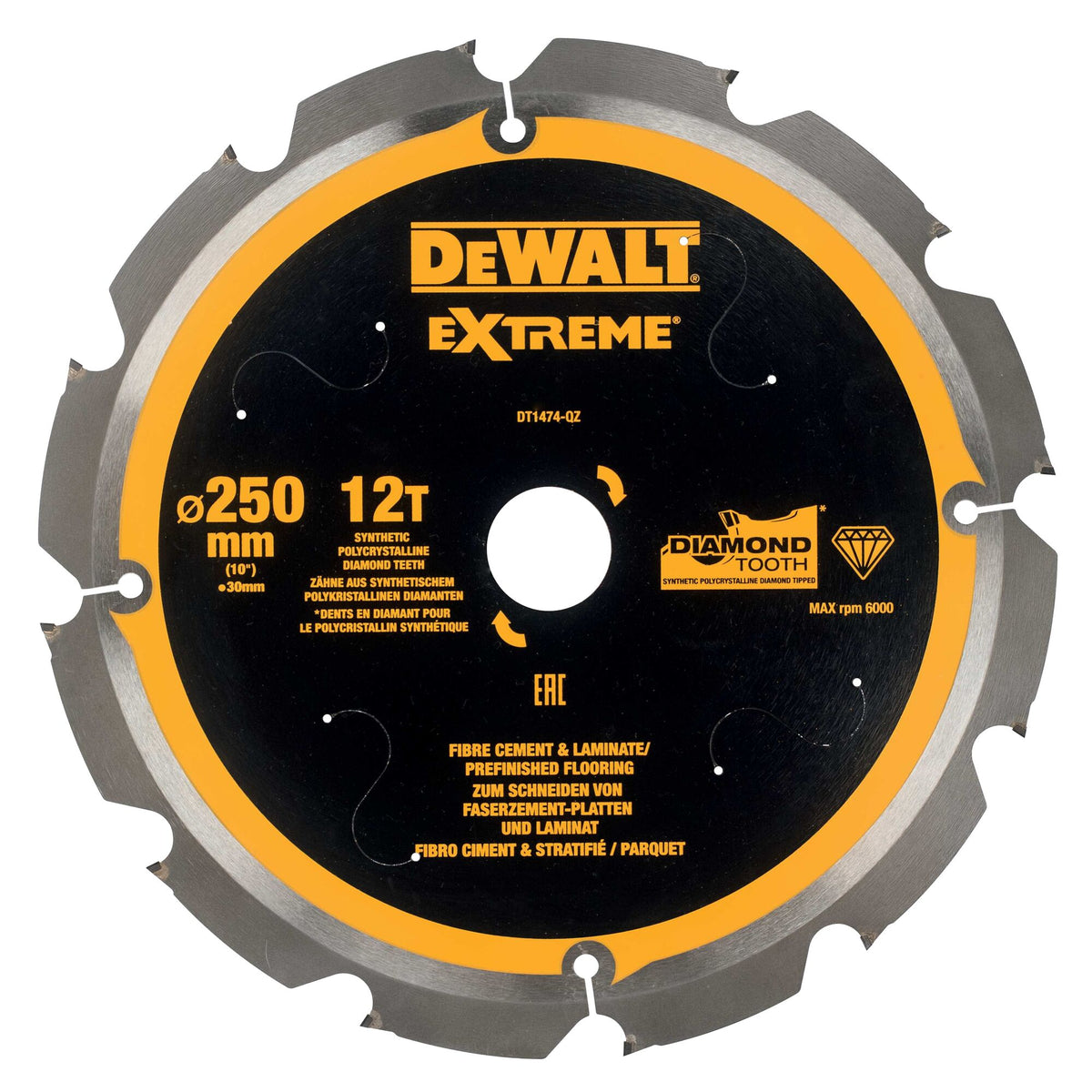 Lama per sega circolare multimateriale 250mm 12T DeWalt DT1474-QZ