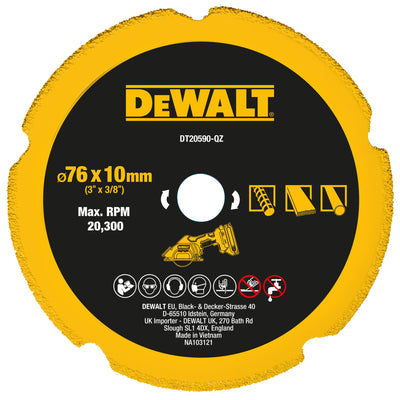 Disco da taglio 76 x 1,6 mm per cartongesso, fibrocemento, PVC e fibra DeWalt DT20590-QZ