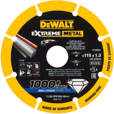 Disco diamantato Extreme 115x22.23x1.3mm DeWalt DT40251-QZ