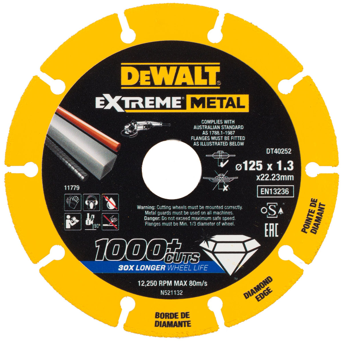 Disco diamantato Extreme 125 x 22.23 x 1.3mm DeWalt DT40252-QZ