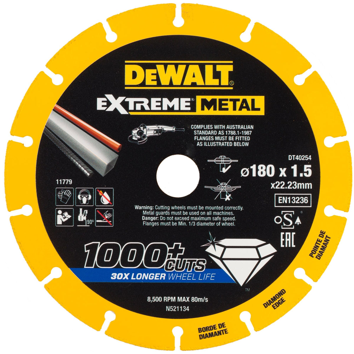 Disco Extreme Diamond 180 x 22,23 x 1,5 mm DeWalt DT40254-QZ