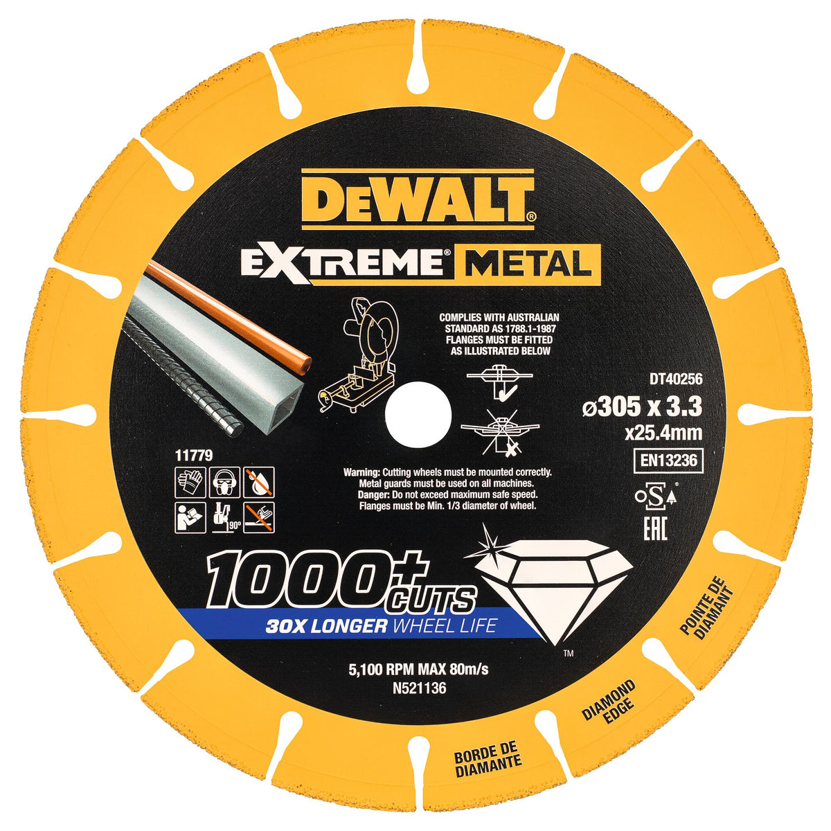 Disco diamantato Extreme 300x25.4x3.3mm DeWalt DT40256-QZ