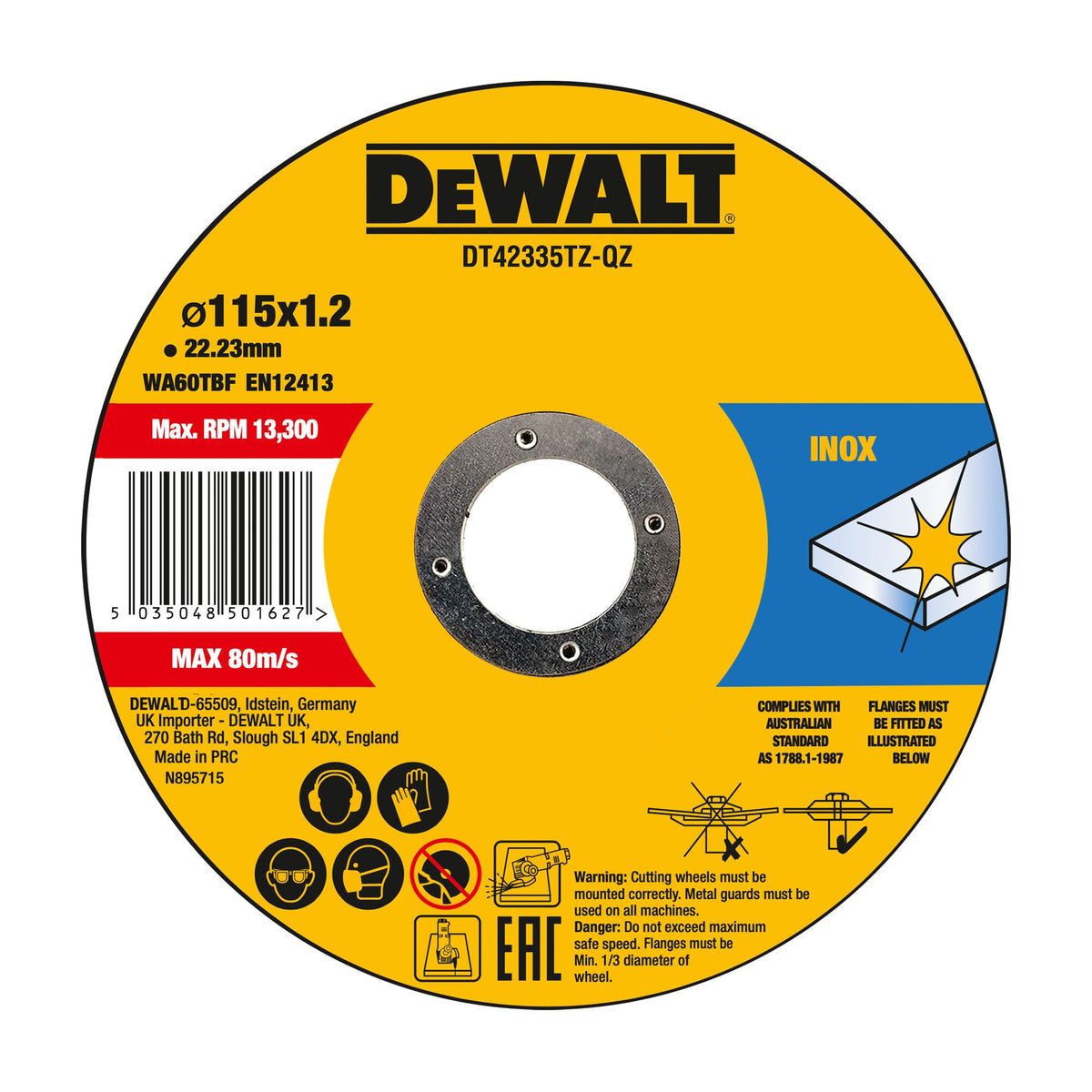 Disco abrasivo standard (confezione da 10) DeWalt DT42335TZ-QZ