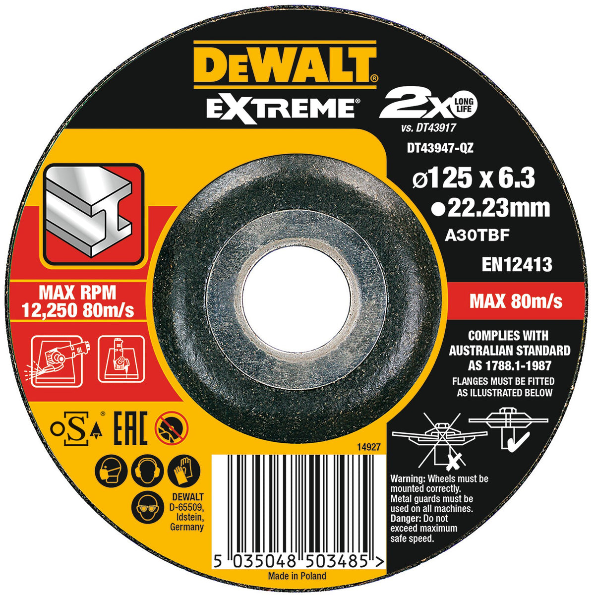 Disco Extreme legato taglio sottile 180x1,6x22,23mm DeWalt