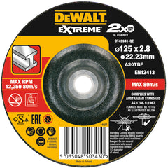 قرص قطع Extreme بمركز غاطس 125 x 3,0 x 22,23 mm DeWalt DT43941-QZ
