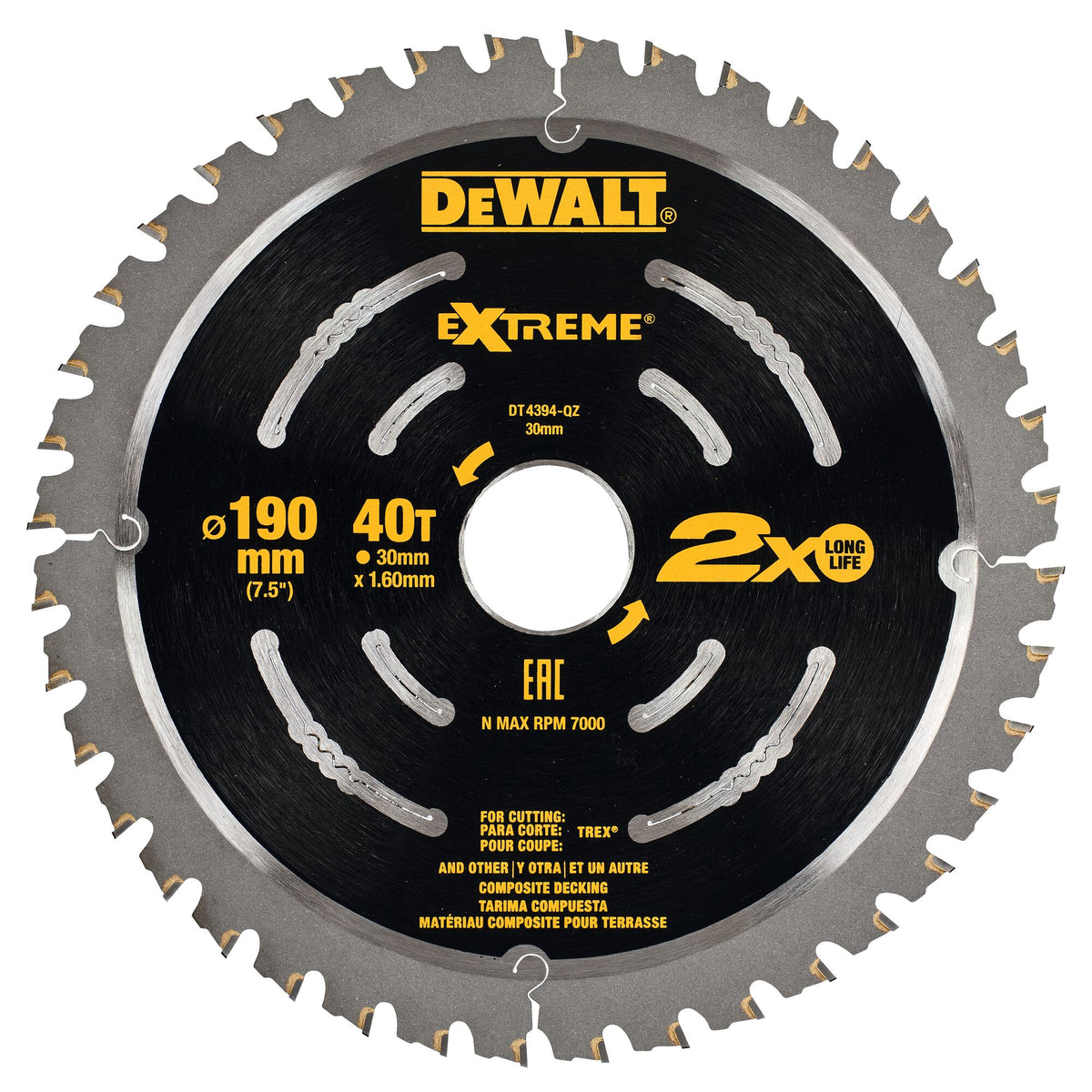 Lama Extreme per decking 190mm 40T DeWalt DT4394-QZ