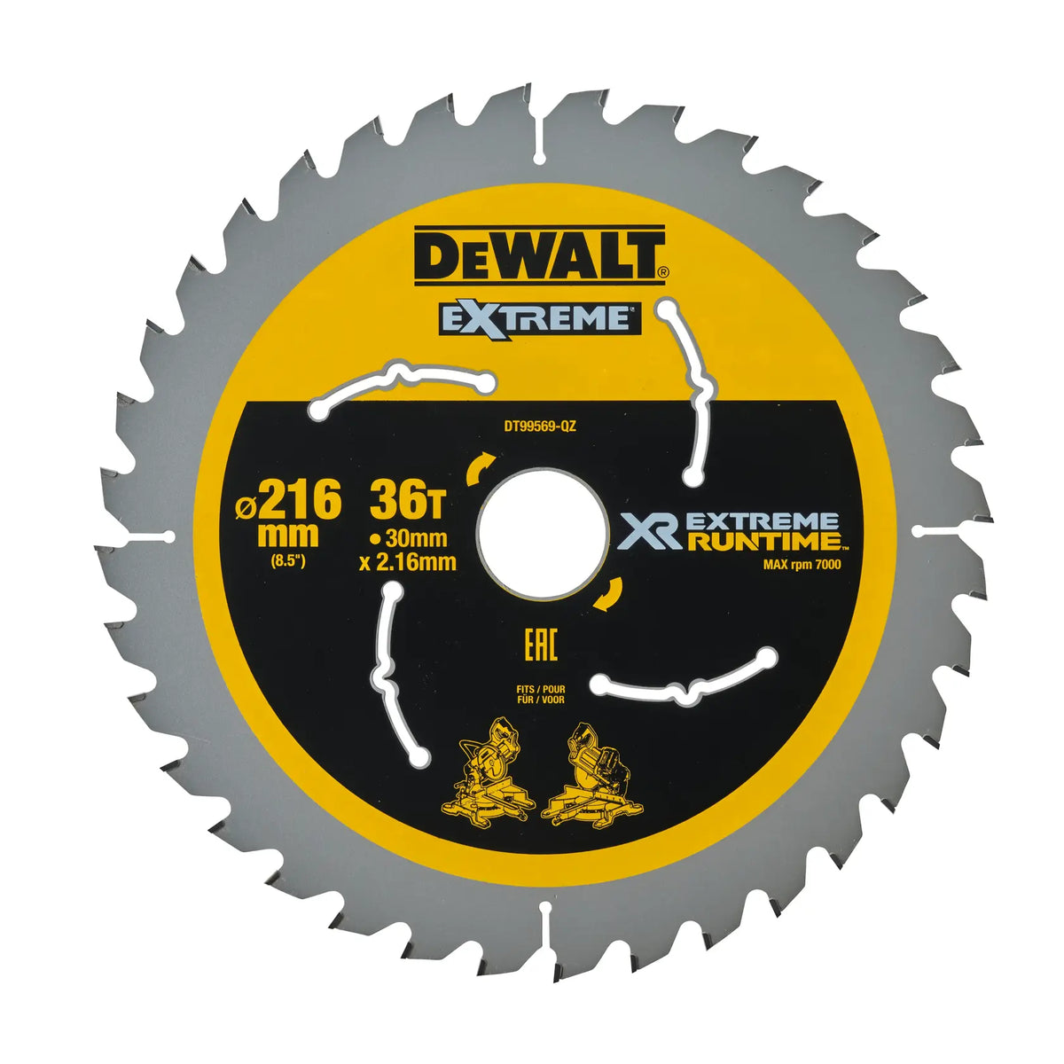 Lama per sega circolare Extreme Runtime 216mm alesaggio 30mm 36T DeWalt