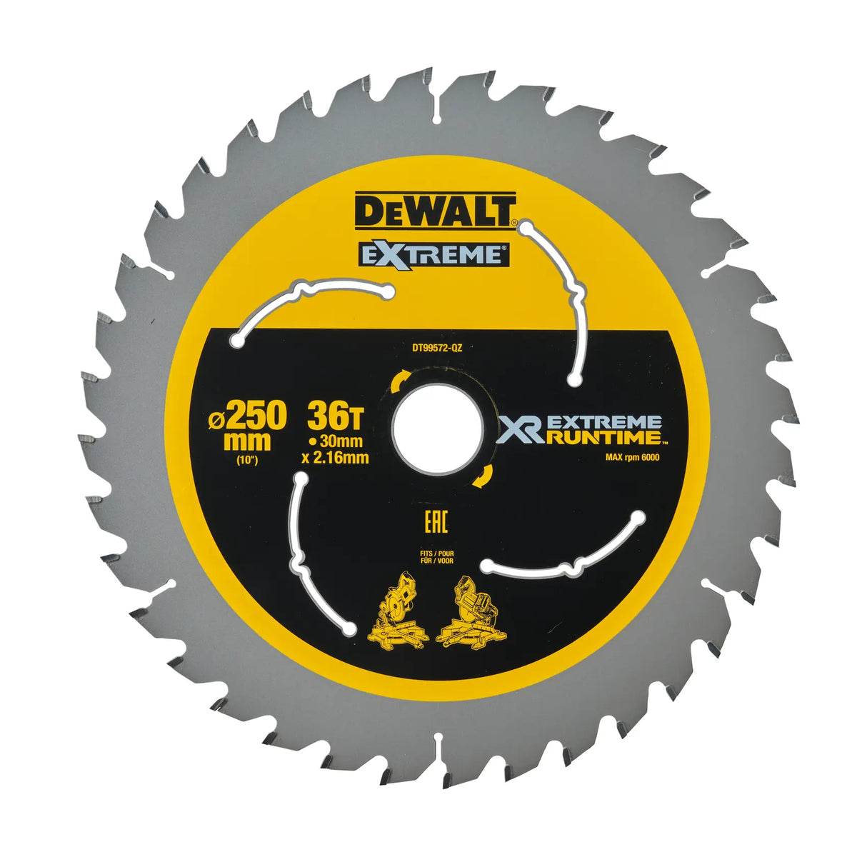 Lama per sega circolare Extreme Runtime 250mm alesaggio 30mm 36T DeWalt