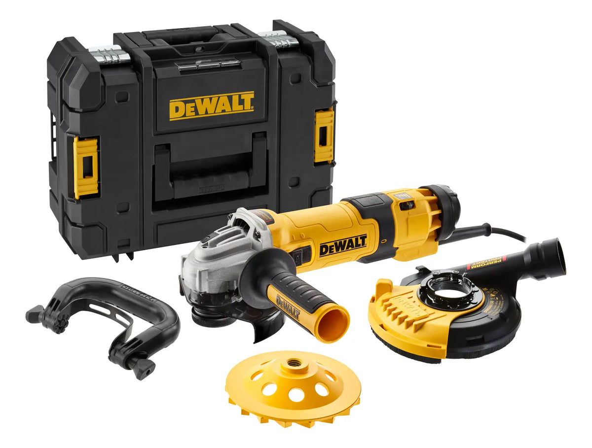 Smerigliatrice angolare 125mm 1500W con tazza diamantata e cuffia DeWalt