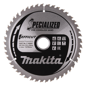 E-06987 Lama per sega circolare, Efficut T.C.T, 216 x 30 mm, 45 T