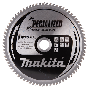 E-12273 Lama per sega circolare, Efficut T.C.T, 260 x 30 mm, 75 T
