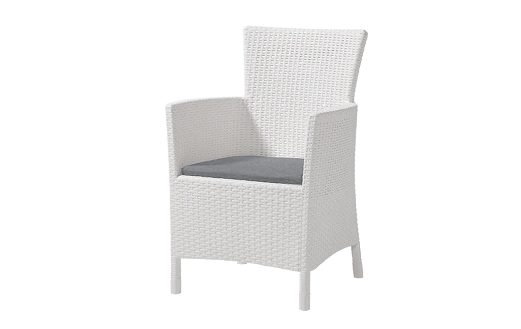 Poltrona da giardino Iowa effetto rattan con cuscino bianco Keter